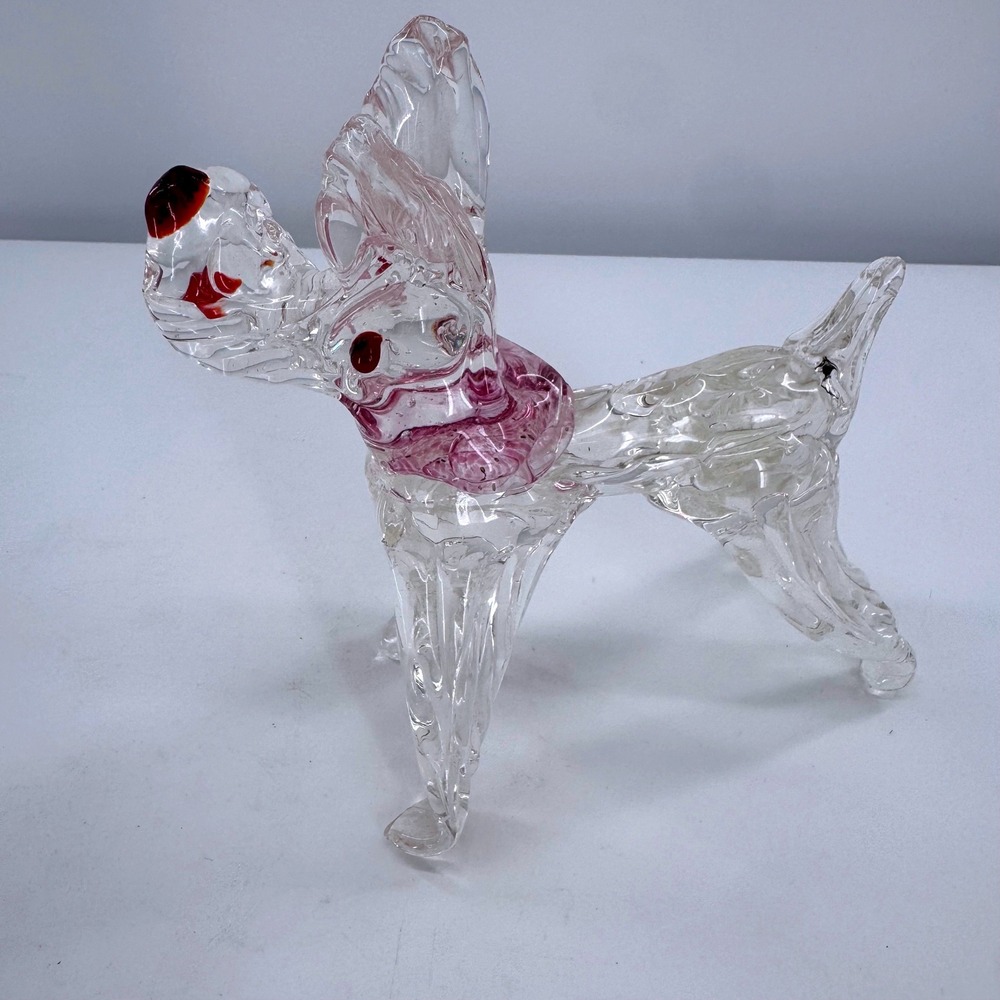 Art Glass Dog Figurine Clear Collar Handblown Scottie Schnauzer Murano?